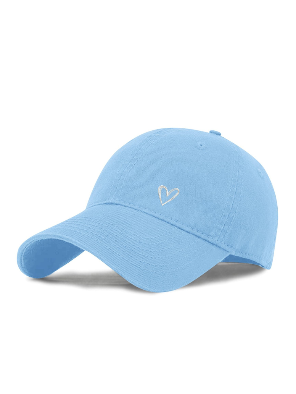 Vintage Heart Embroidered Baseball Cap Distressed | Denim Blue | Size OS